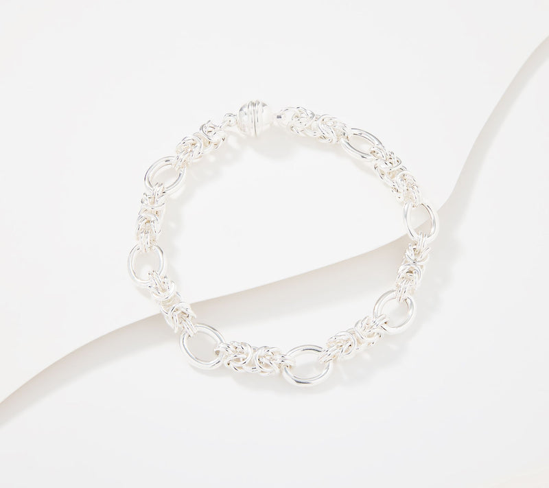 UltraFine 950 Silver Byzantine Station Status Bracelet w/ Mag — View 5