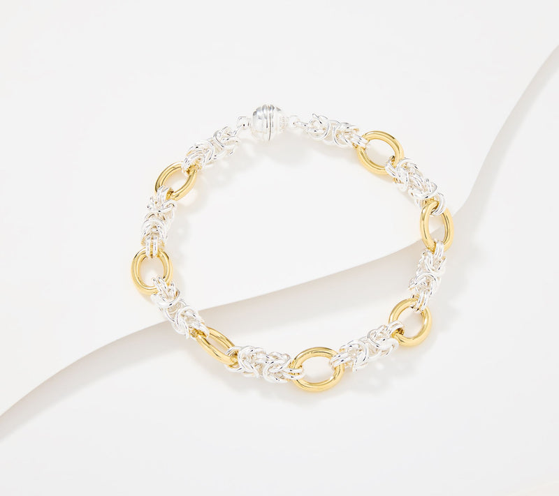 UltraFine 950 Silver Byzantine Station Status Bracelet w/ Mag — View 7