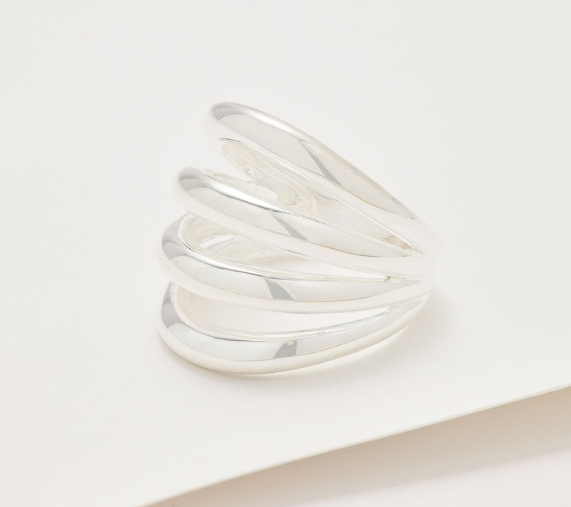 UltraFine 950 Silver Bold Multi Layered Band Ring — View 8