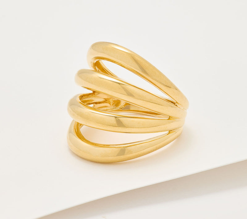 UltraFine 950 Silver Bold Multi Layered Band Ring — View 9