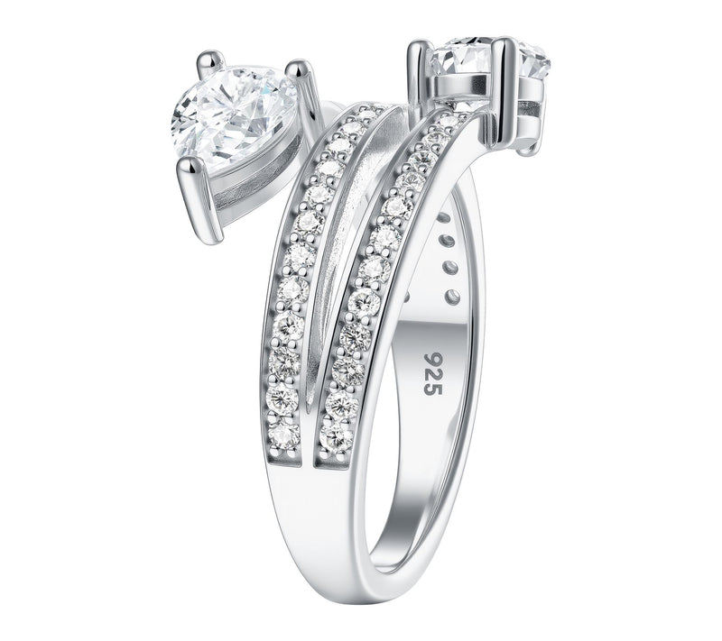 Diamonique 4.05 cttw Pear Cut Spiral Ring, Sterling Silver — View 3
