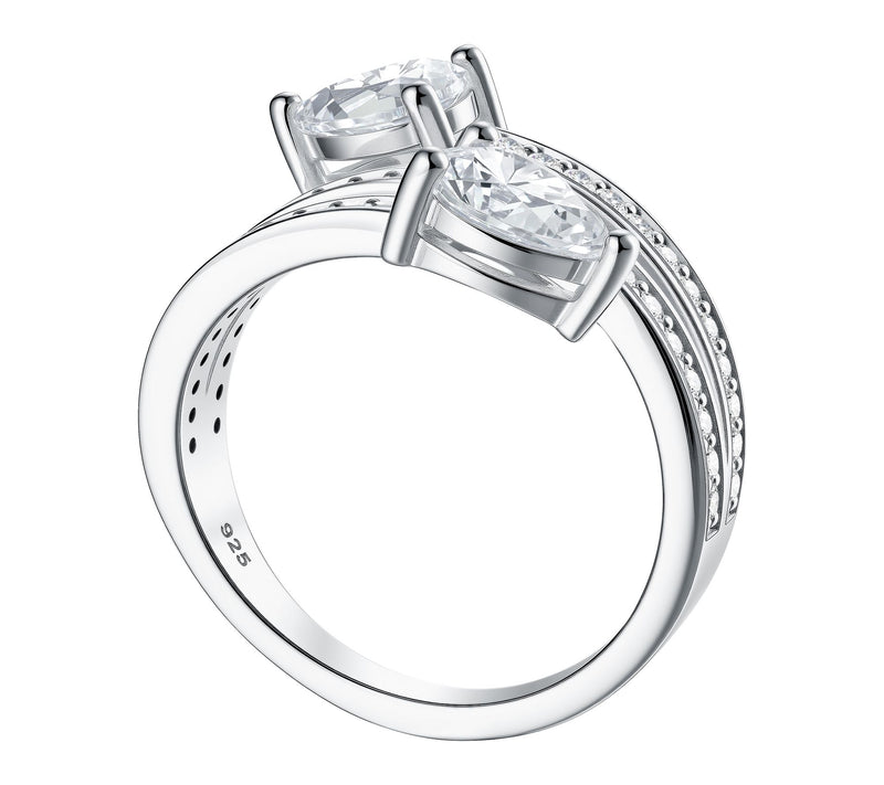 Diamonique 4.05 cttw Pear Cut Spiral Ring, Sterling Silver — View 4