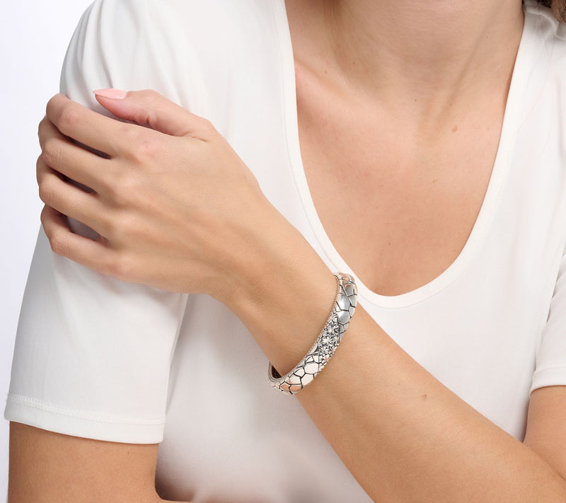 JAI Ireland Sterling Silver Finn's Path Clover Bangle, 54.0g — View 5