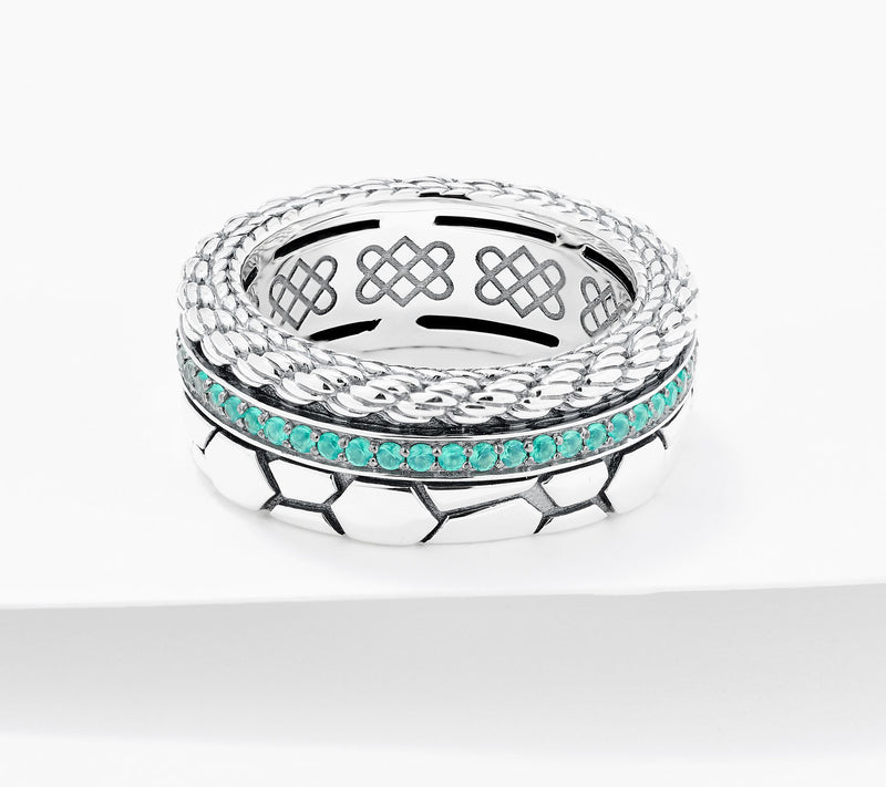 JAI Ireland Sterling Silver Cara Rope & Northern Coast Gemtsone Ring — View 7
