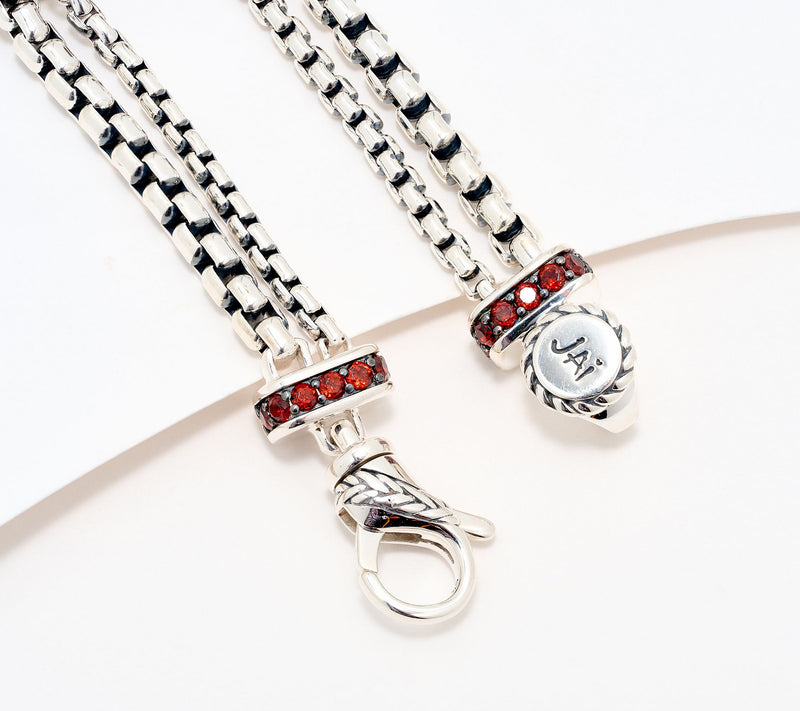 JAI Double Box Chain Gemstone Station Bracelet, 20.5g — View 2
