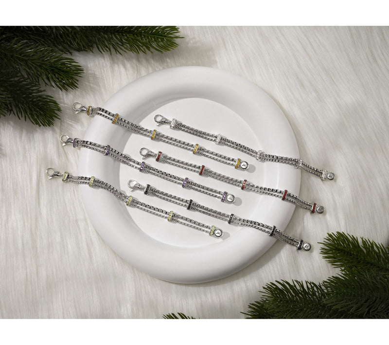 JAI Double Box Chain Gemstone Station Bracelet, 20.5g — View 3