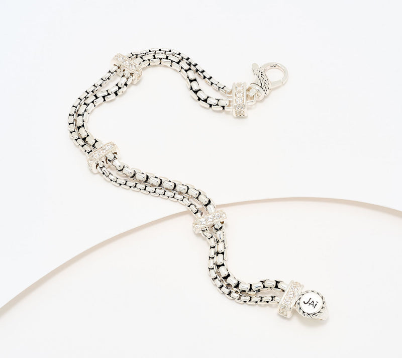 JAI Double Box Chain Gemstone Station Bracelet, 20.5g — View 16