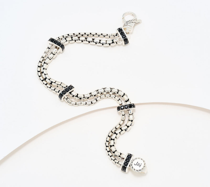 JAI Double Box Chain Gemstone Station Bracelet, 20.5g — View 17
