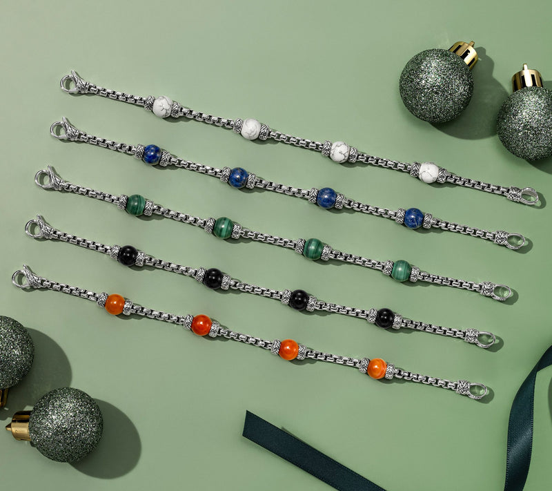 JAI Sterling Silver 3.7mm Box Chain Gemstone Bead Legacy Bracelet — View 13