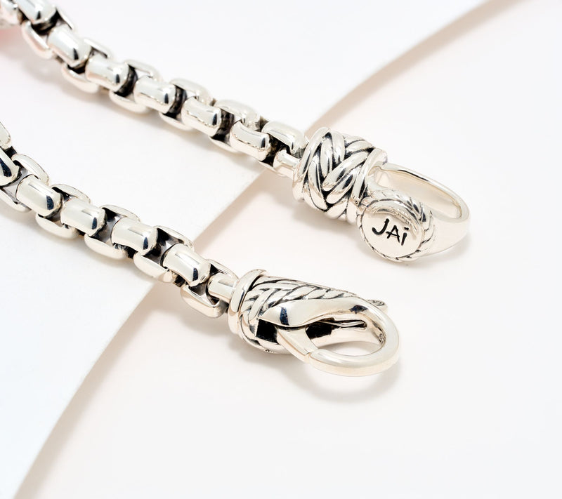 JAI Sterling Silver 3.7mm Box Chain Gemstone Bead Legacy Bracelet — View 12