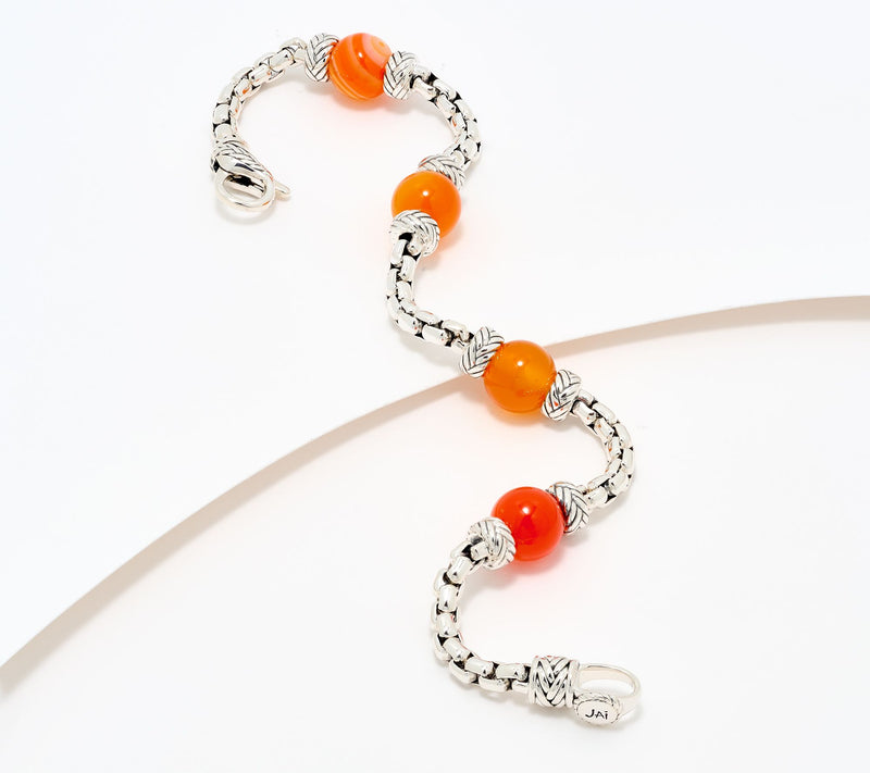 JAI Sterling Silver 3.7mm Box Chain Gemstone Bead Legacy Bracelet — View 11
