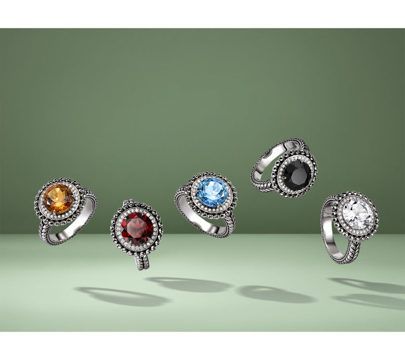 JAI Sterling Silver Gemstone & Diamond Shimmer Bead Ring — View 17