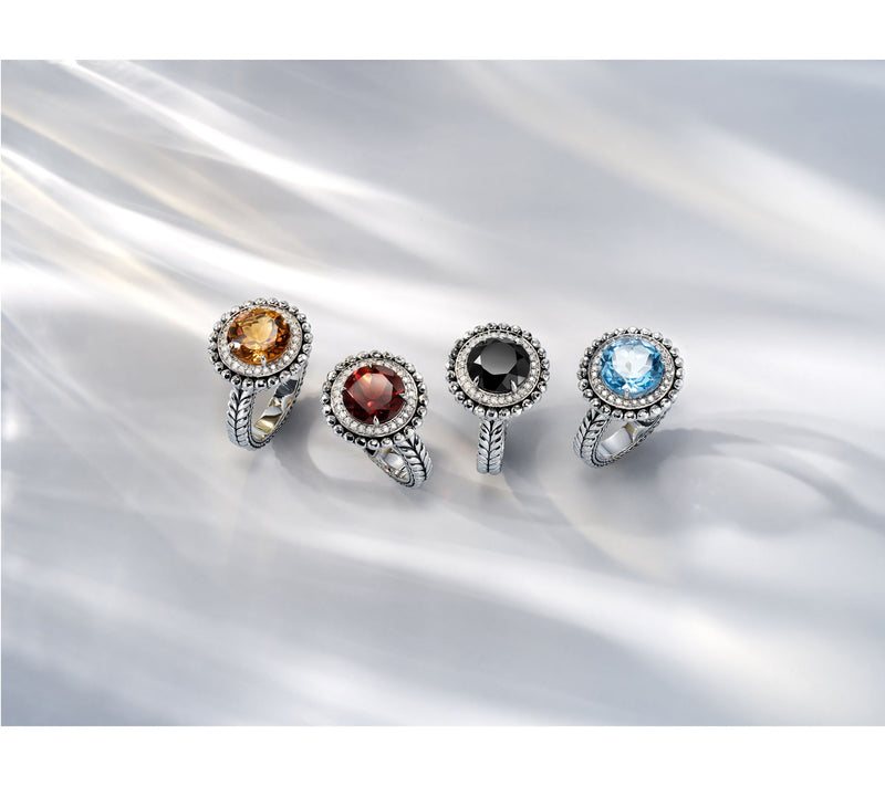 JAI Sterling Silver Gemstone & Diamond Shimmer Bead Ring — View 11