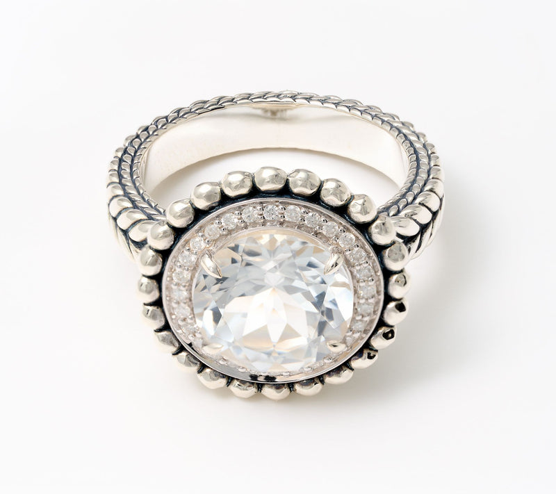 JAI Sterling Silver Gemstone & Diamond Shimmer Bead Ring — View 18