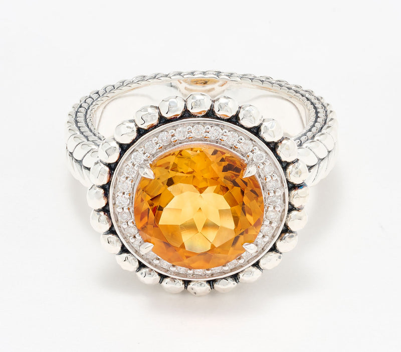 JAI Sterling Silver Gemstone & Diamond Shimmer Bead Ring — View 3