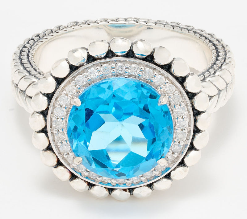 JAI Sterling Silver Gemstone & Diamond Shimmer Bead Ring — View 8