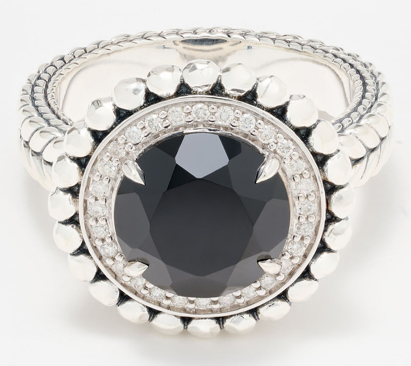 JAI Sterling Silver Gemstone & Diamond Shimmer Bead Ring — View 4