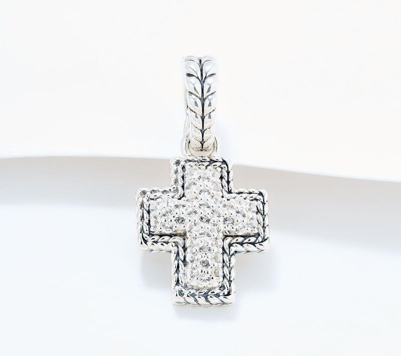 JAI Sterling Silver Pave Gemstone Symbols of Love Enhancer — View 12