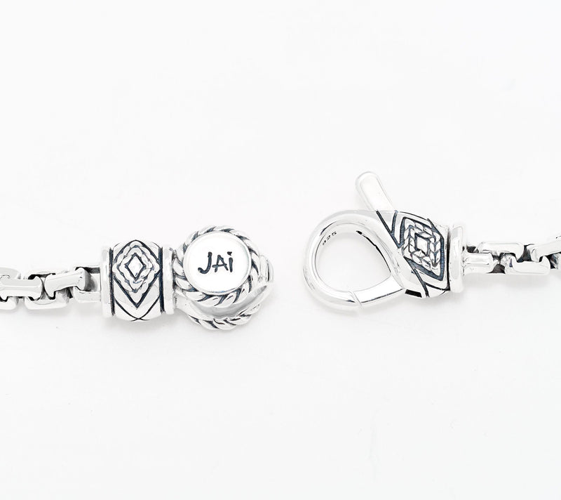 JAI x Alberti Sterling Silver Mirror Cut 4.0mm Box Chain Bracelet, 10.5g — View 3