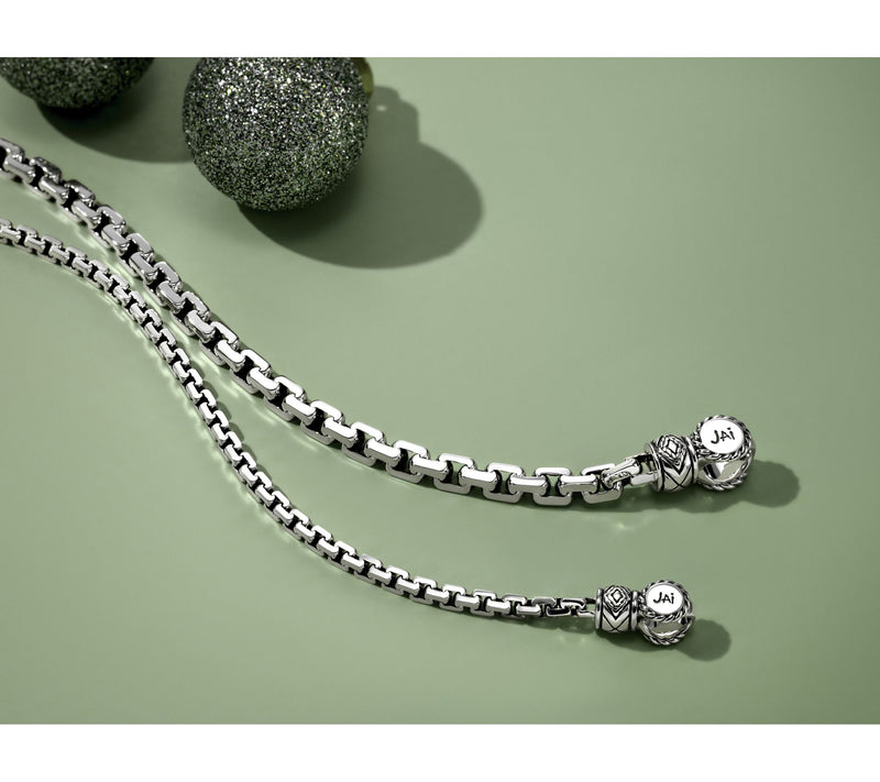 JAI x Alberti Sterling Silver Mirror Cut 4.0mm Box Chain Bracelet, 10.5g — View 2