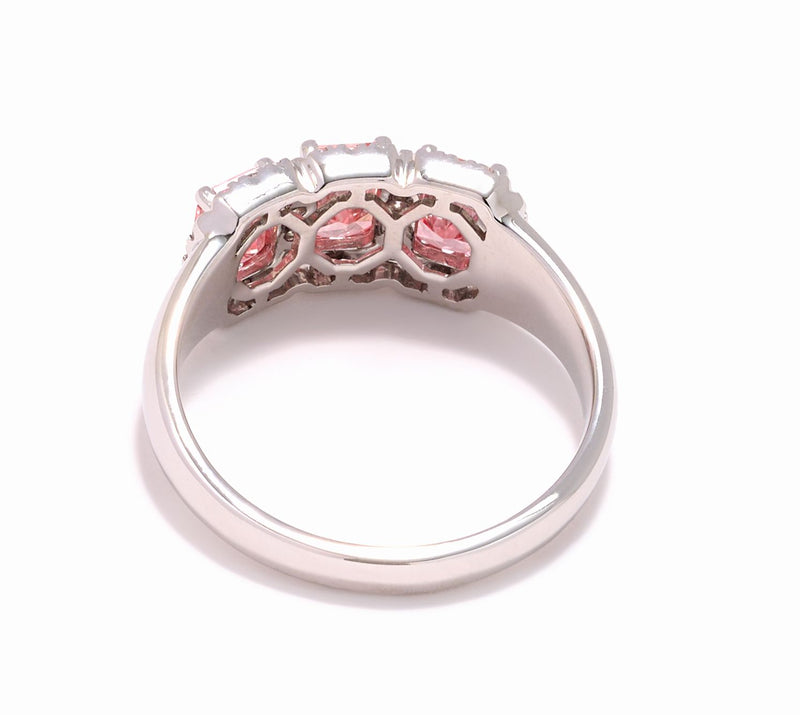Fire Light Lab Grown Colored Diamond 1.75 cttw Three Stone Ring — View 8