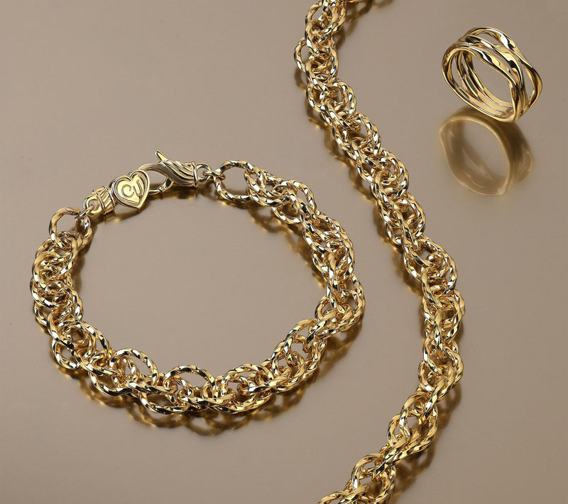 Christian James by Scott Grimes 14K Clad Iconic Ripple Link Bracelet 18.0g — View 4