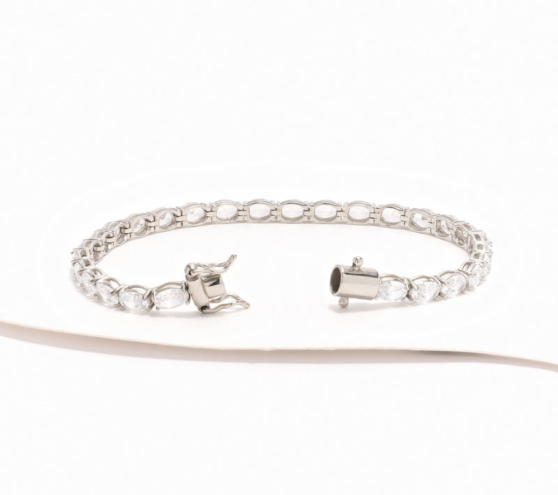 Diamonique Choice of Cut 6mm Tennis Bracelet, Sterling Silver — View 2