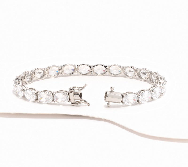 Diamonique Choice of Cut 8mm Tennis Bracelet, Sterling Silver — View 2