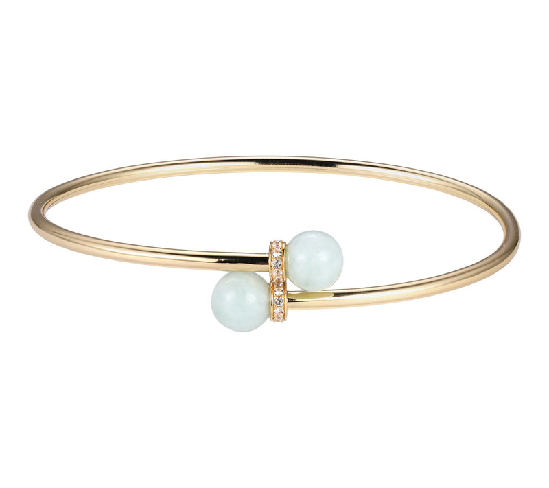 Dynasty Jade & White Sapphire Cuff Bracelet, 18K Gold Plated — View 5
