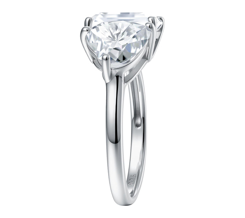 Moissanite Luxe Heart & Emerald Toi et Moi Ring, Sterling — View 4