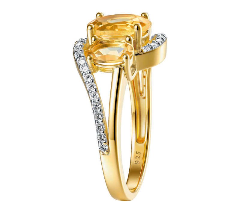 Affinity Gems Citrine & White Zircon Ring, Sterling Silver — View 4