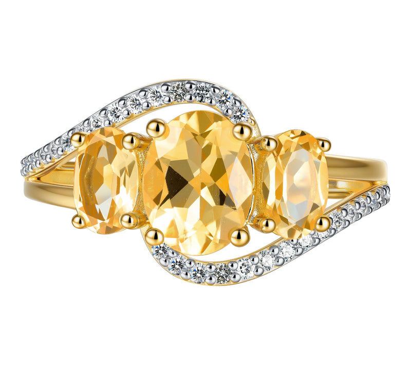 Affinity Gems Citrine & White Zircon Ring, Sterling Silver — View 2