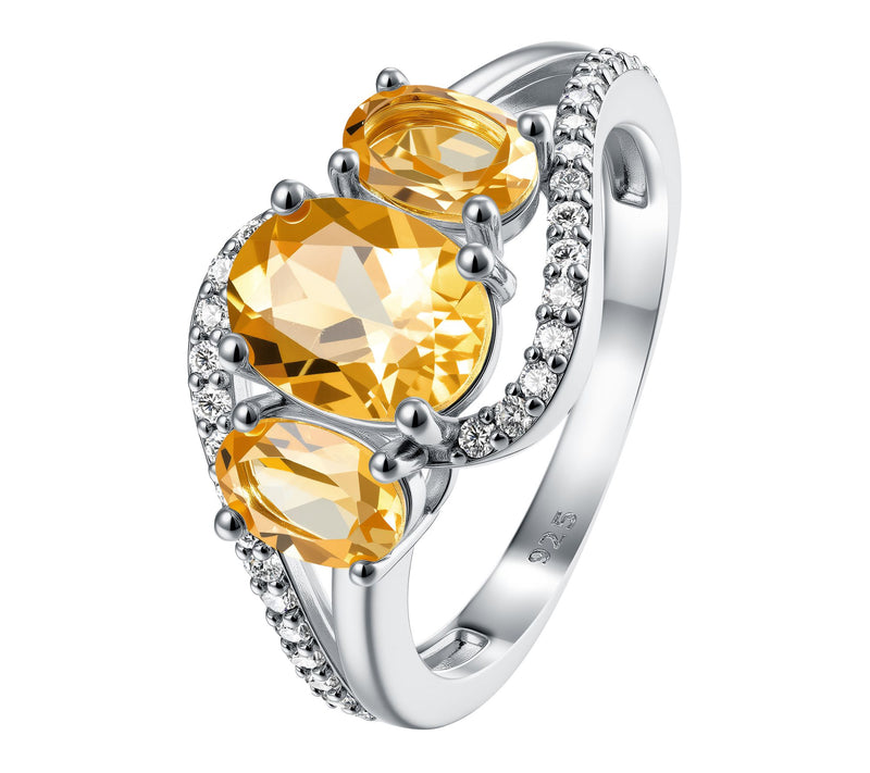 Affinity Gems Citrine & White Zircon Ring, Sterling Silver — View 8