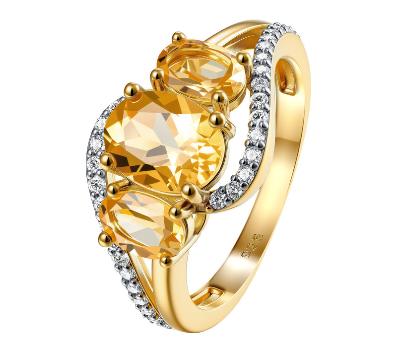 Affinity Gems Citrine & White Zircon Ring, Sterling Silver — View 9