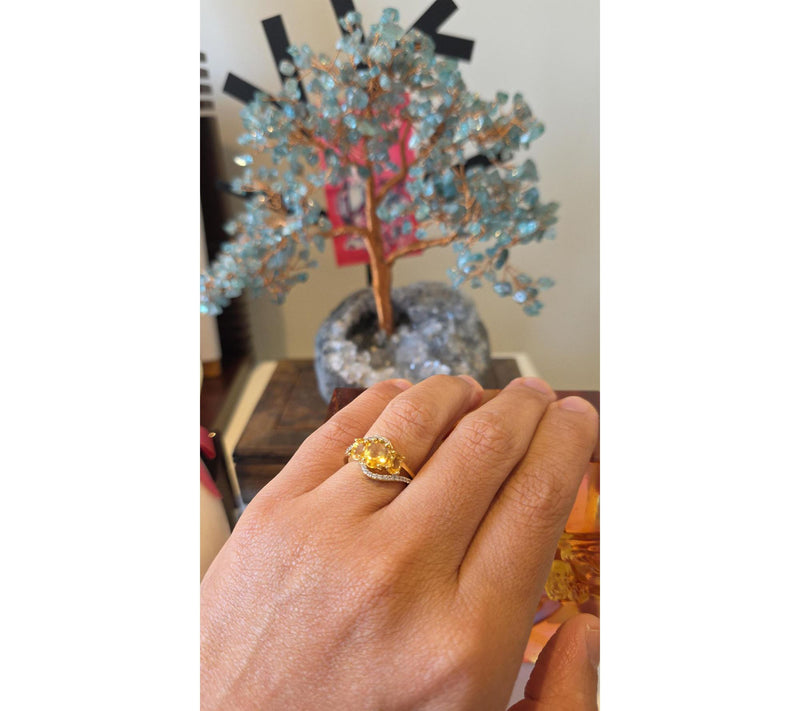 Affinity Gems Citrine & White Zircon Ring, Sterling Silver — View 5