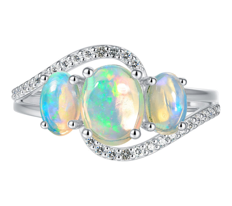 Affinity Gems Ethiopian Opal & Zircon Ring, Sterling Silver — View 2