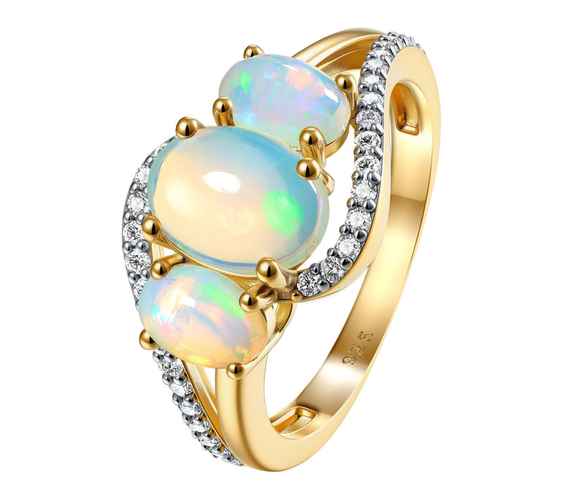 Affinity Gems Ethiopian Opal & Zircon Ring, Sterling Silver — View 9