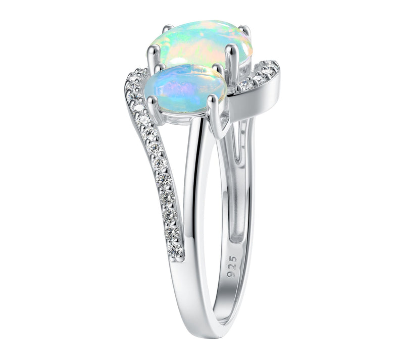 Affinity Gems Ethiopian Opal & Zircon Ring, Sterling Silver — View 4