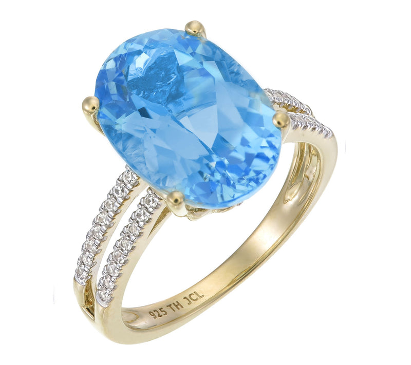 Affinity Gems Sky Blue Topaz & White Zircon Ring, 14K Plated — Main view
