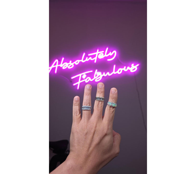Affinity Gems Multi-Gemstone Wide Band Ring, 14K Gold Plated — View 4