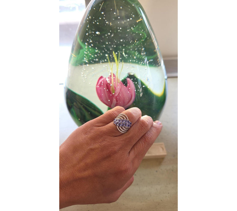 Affinity Gems Pastel Tanzanite& White Zircon Ring, Sterling — View 5
