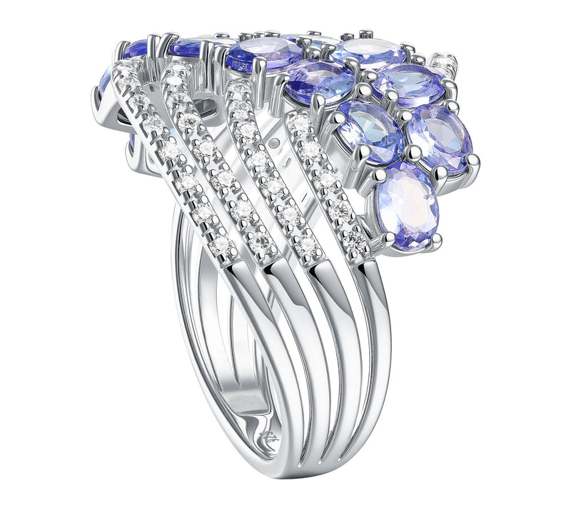 Affinity Gems Pastel Tanzanite& White Zircon Ring, Sterling — View 3