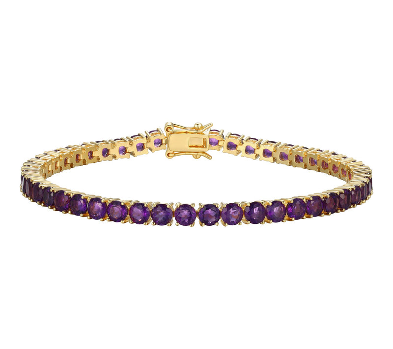 Affinity Gems Amethyst Tennis Bracelet, 18K Gold Plated — Main view