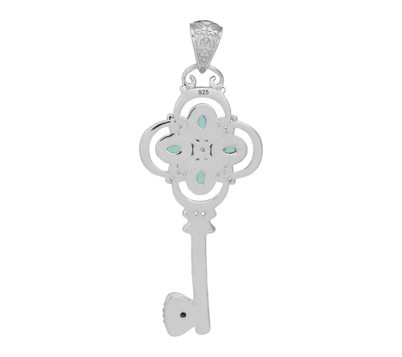 Artisan Crafted Sterling Silver Green Chalcedony Key Pendant — View 4