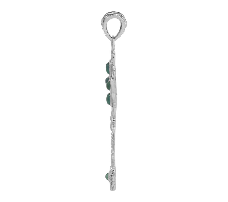 Artisan Crafted Sterling Silver Green Chalcedony Key Pendant — View 3