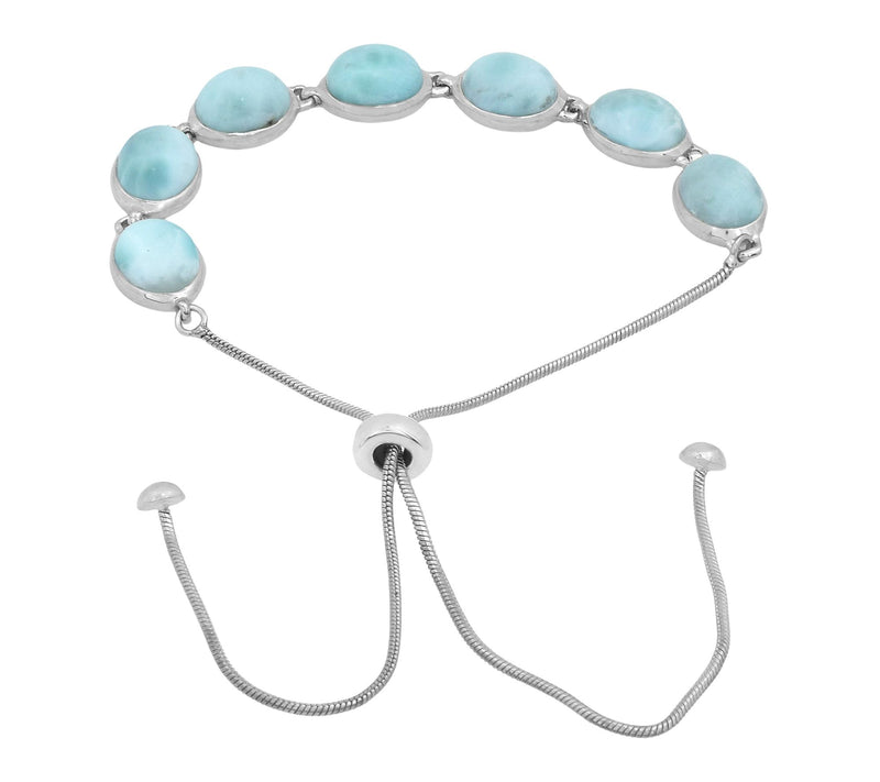 Affinity Gems Oval Larimar Adjustable Bracelet,Sterling — View 3