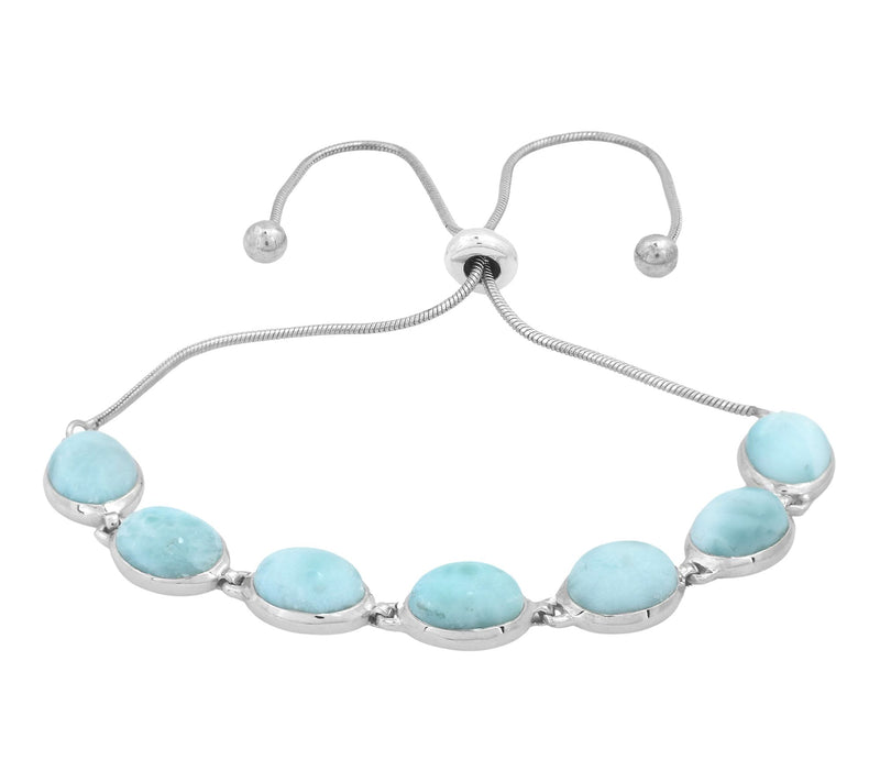 Affinity Gems Oval Larimar Adjustable Bracelet,Sterling — Main view