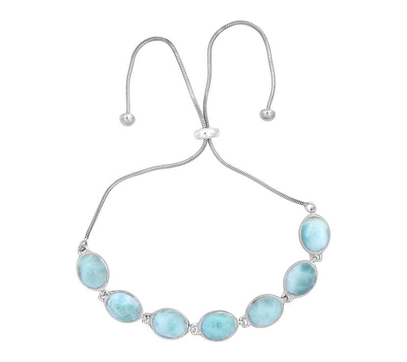 Affinity Gems Oval Larimar Adjustable Bracelet,Sterling — View 2
