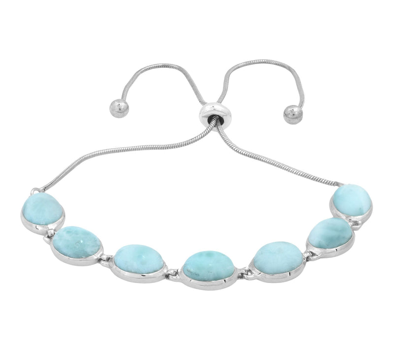 Affinity Gems Oval Larimar Adjustable Bracelet,Sterling — View 6