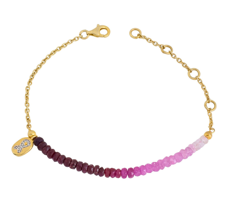 Affinity Gems Ruby Beaded Bracelet, 14K Gold Plated — View 3